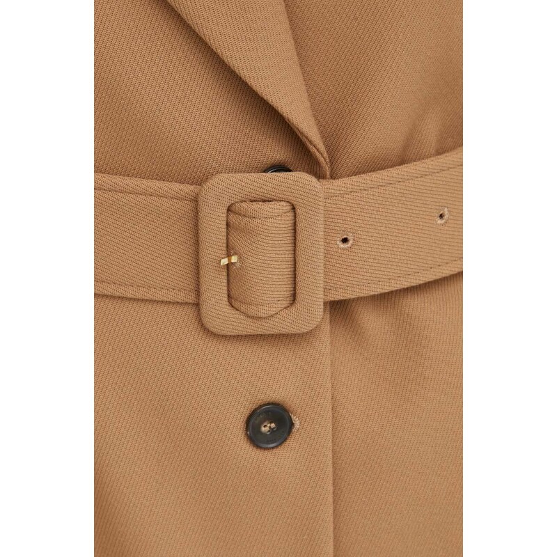 Herskind kabát gyapjú keverékből barna, átmeneti, kétsoros gombolású