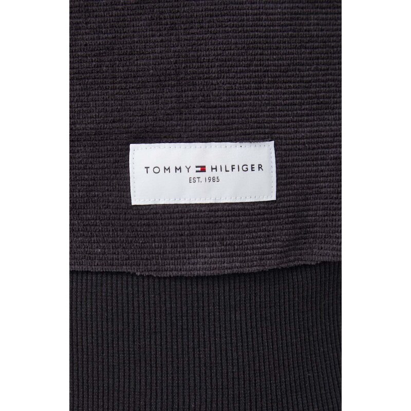 Tommy Hilfiger kapucnis pulcsi otthoni viseletre fekete, nyomott mintás