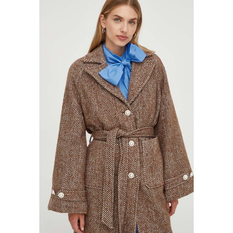 Custommade kabát gyapjú keverékből barna, átmeneti, oversize