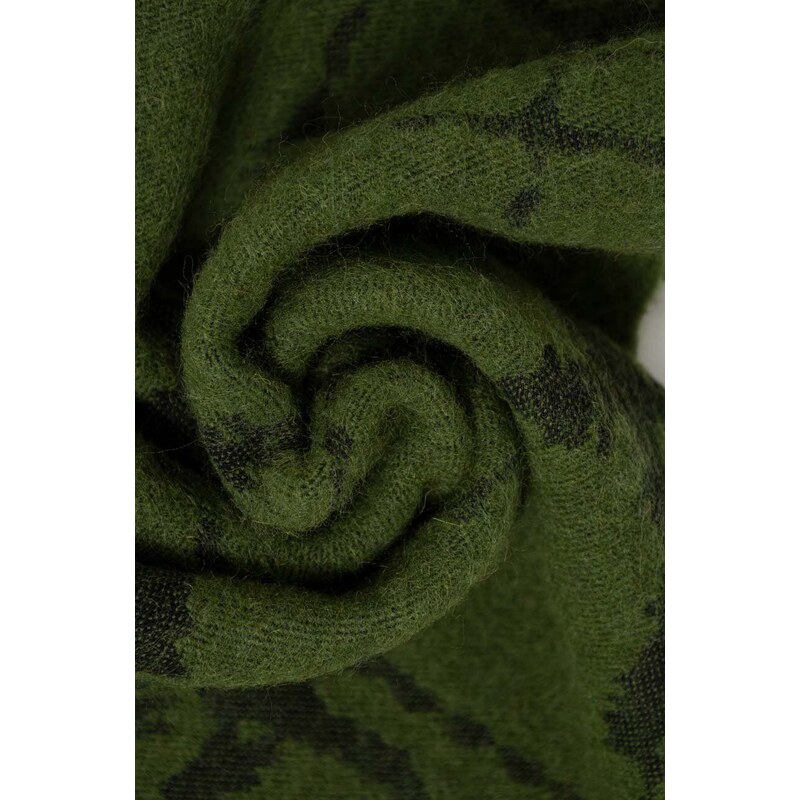 Sisley sál gyapjú keverékből zöld, mintás