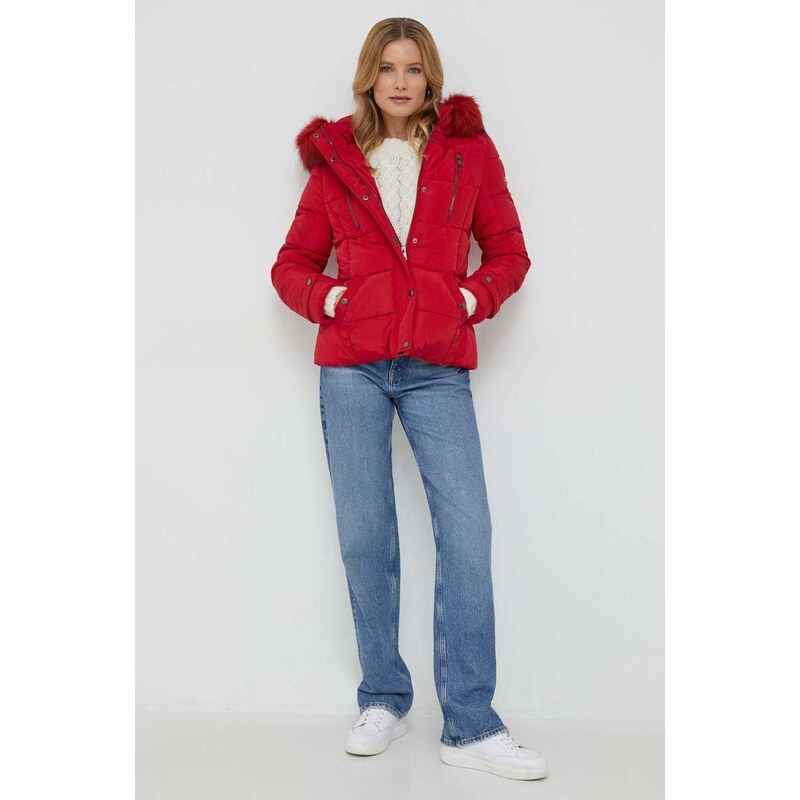 Artigli rövid kabát női, piros, téli