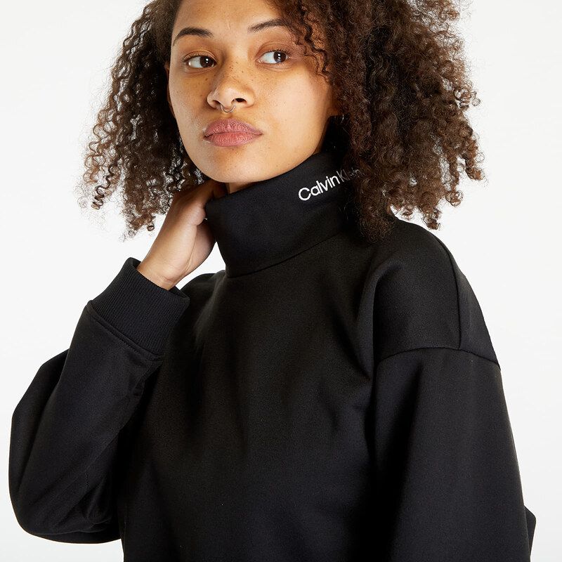 Női kapucnis pulóver Calvin Klein Jeans Cropped Logo Tape Sweatshirt Black