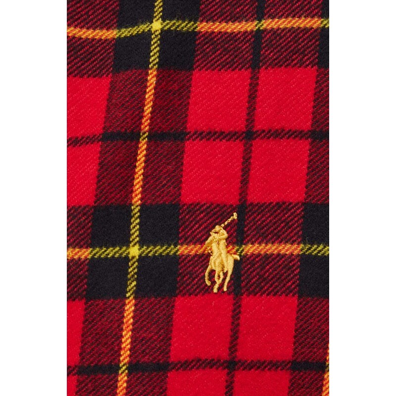 Polo Ralph Lauren pamut ing férfi, legombolt galléros, piros, regular