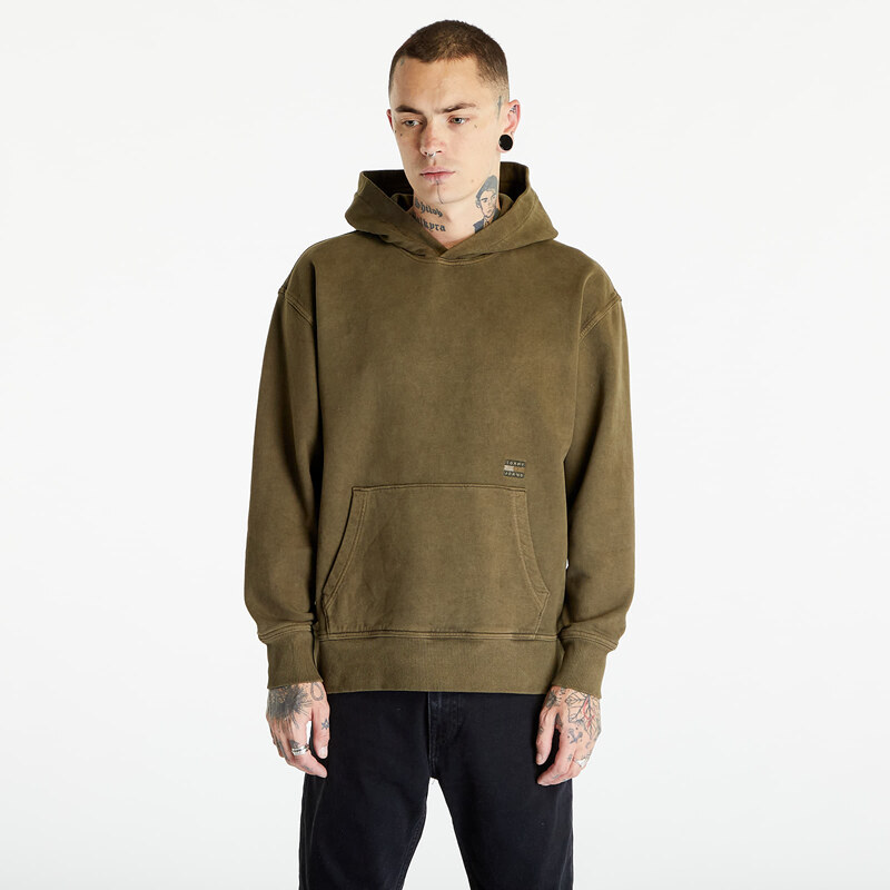 Tommy Hilfiger Férfi kapucnis pulóver Tommy Jeans Relaxed Tonal Badge Hoodie Drab Olive Green