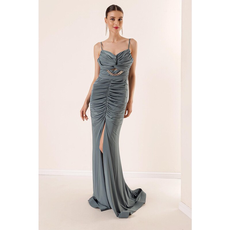 By Saygı Rope Straps with a slit in the front and Draped Crystal Fabric ...
