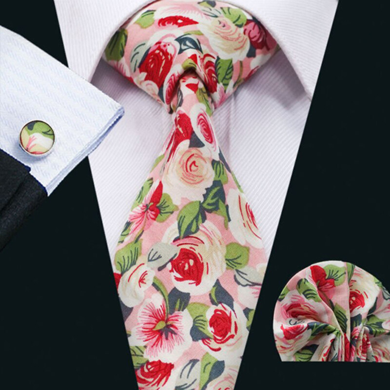 Fiori rózsaszín virágos nyakkendő szett