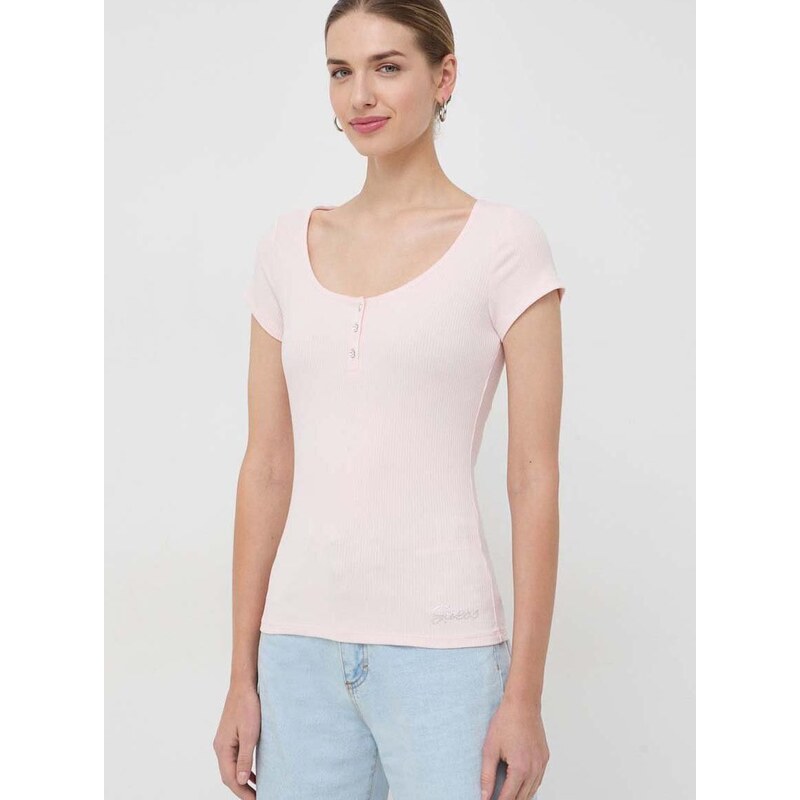 Guess t-shirt KARLEE női, rózsaszín, W2YP24 KBCO2