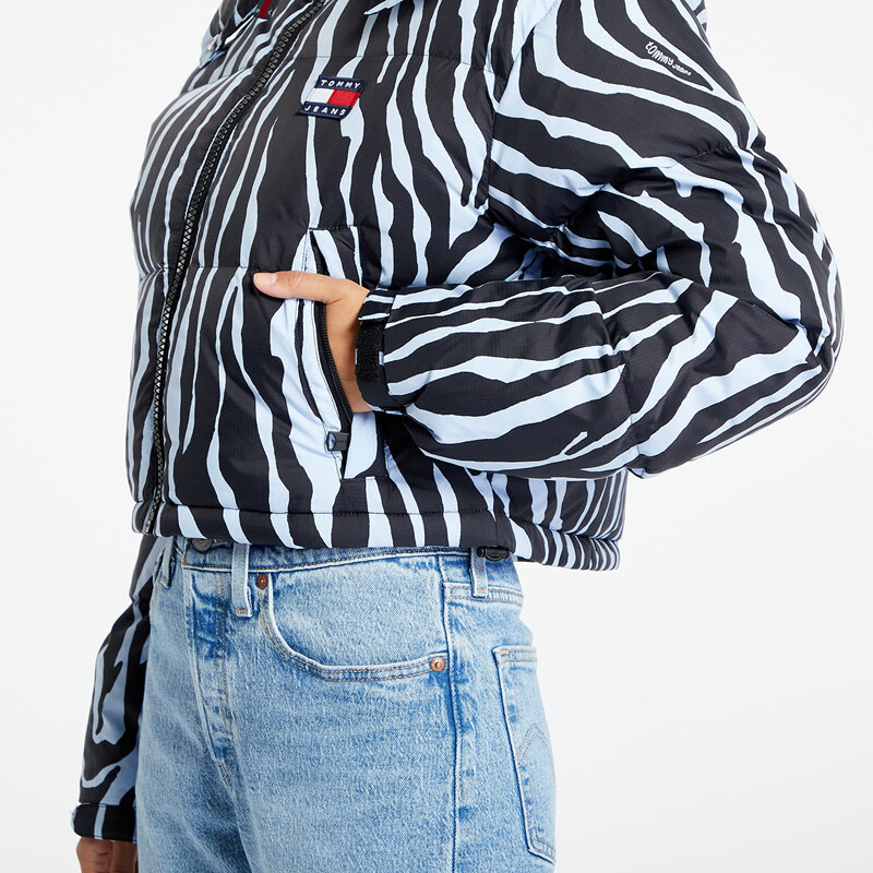 Tommy Hilfiger Női pufi-dzseki Tommy Jeans Cropped Zebra Alaska Jacket Blue