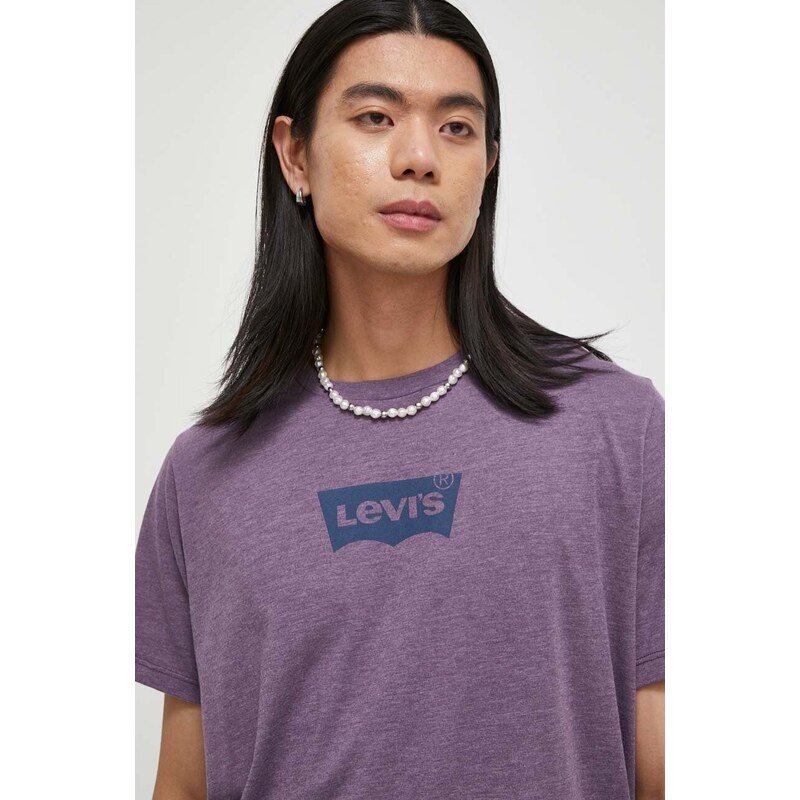 Levi's t-shirt lila, férfi, nyomott mintás