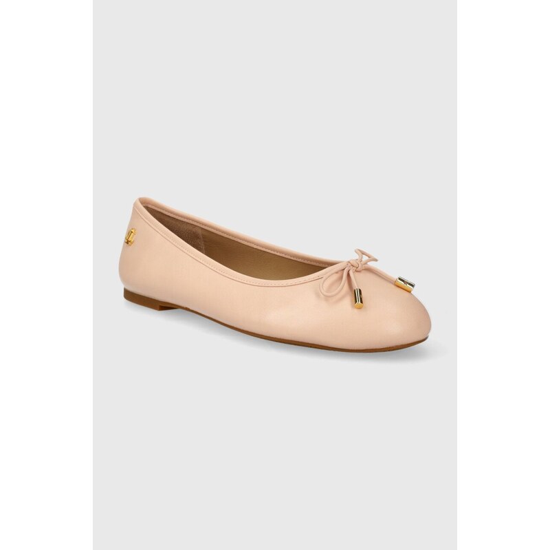 Lauren Ralph Lauren bőr balerina cipő Jayna rózsaszín, 802940728003, 802804598001