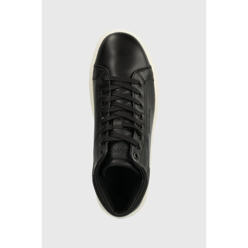 Calvin Klein bőr sportcipő HIGH TOP LACE UP ARCHIVE STRIPE fekete, HM0HM01291