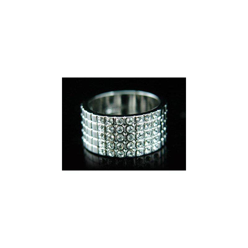 Fehérarannyal bevont karika gyűrű áttetsző Swarovski kristályokkal #7 (0633.)