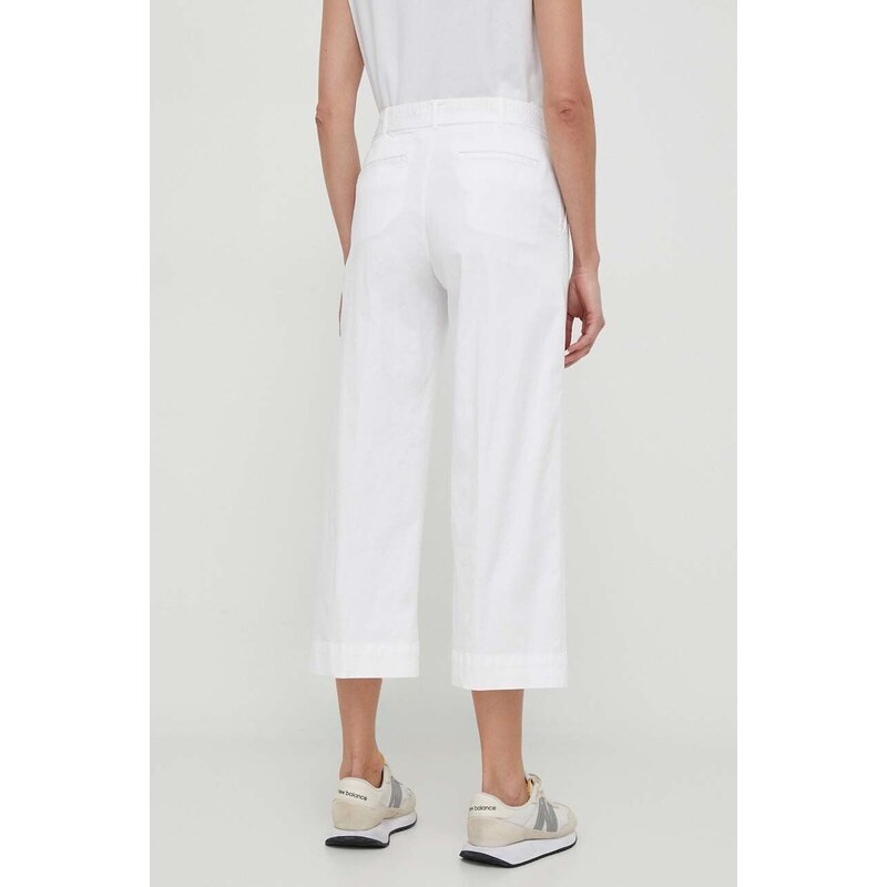 Lauren Ralph Lauren nadrág női, fehér, magas derekú széles