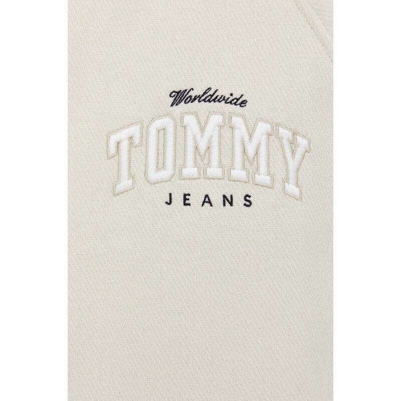Tommy Jeans bomber dzseki gyapjú keverékből bézs, átmeneti