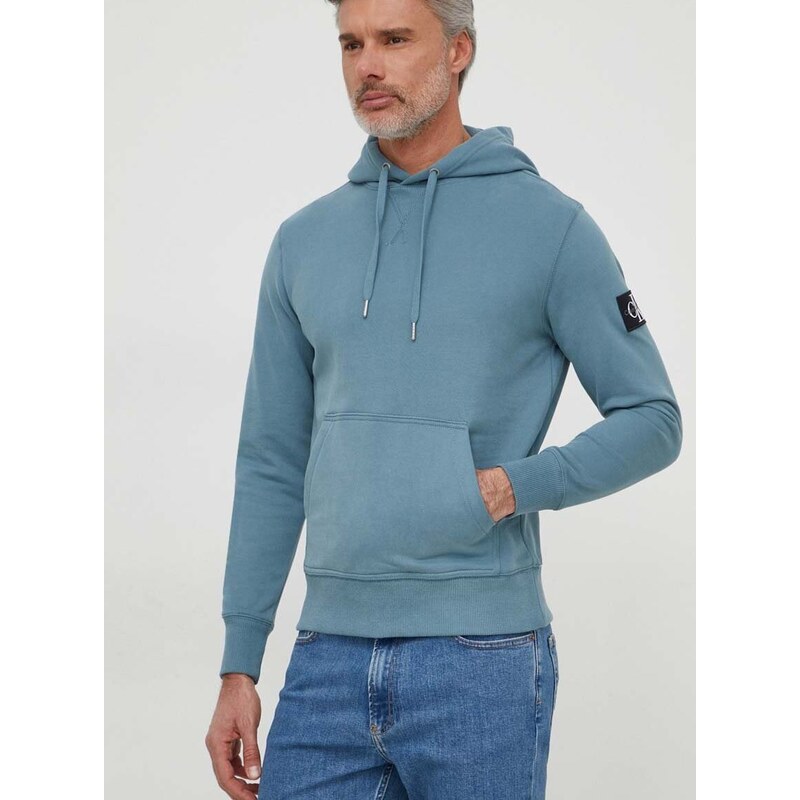 Calvin Klein Jeans pamut melegítőfelső férfi, nyomott mintás, kapucnis