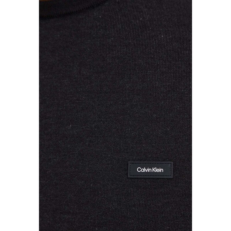 Calvin Klein pulóver selyemkeverékből könnyű, fekete