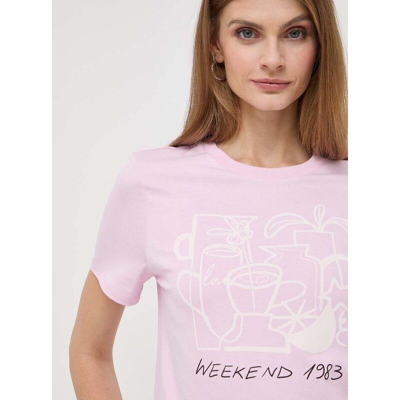 Weekend Max Mara pamut póló női, rózsaszín