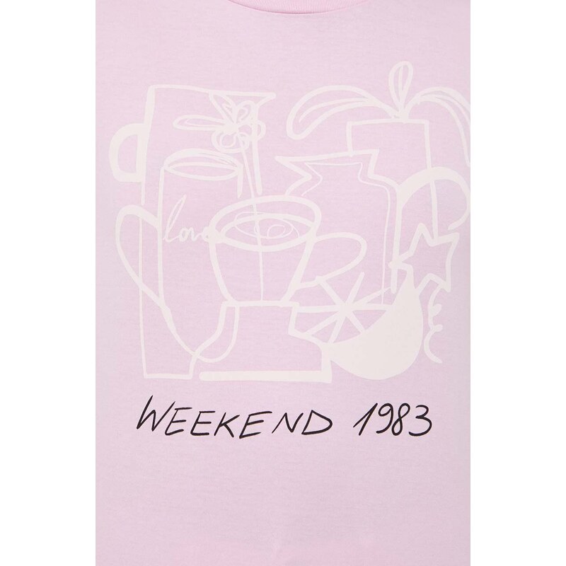 Weekend Max Mara pamut póló női, rózsaszín