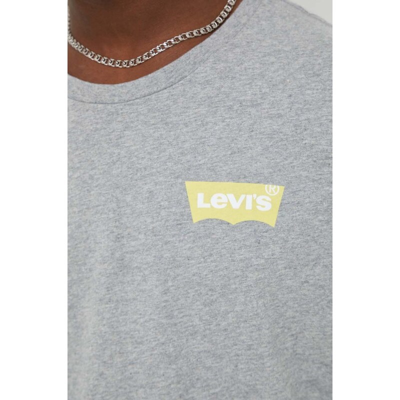 Levi's pamut póló szürke, férfi, nyomott mintás