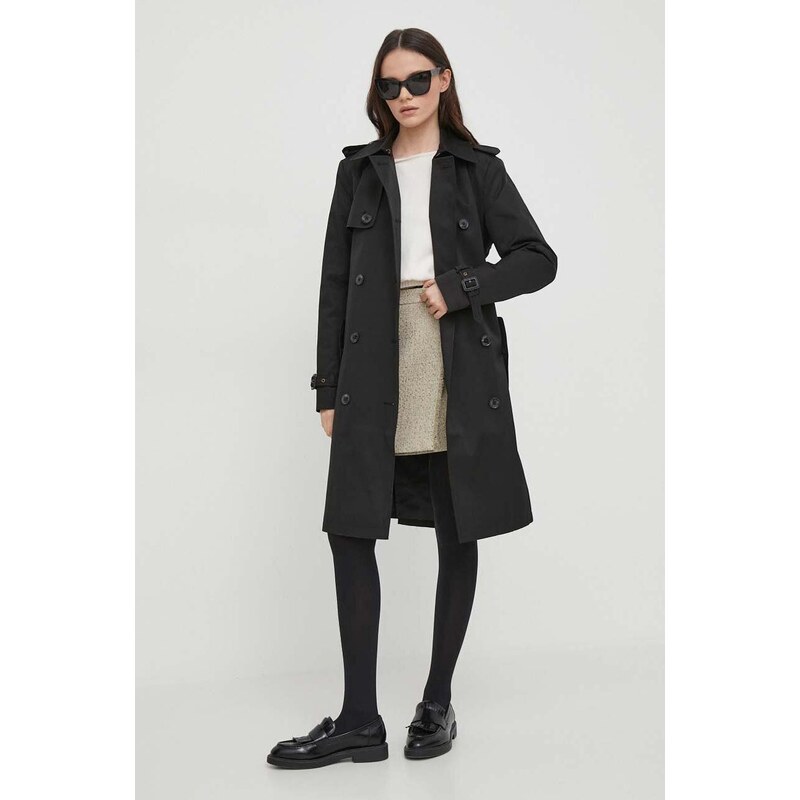 Lauren Ralph Lauren kabát női, fekete, átmeneti, kétsoros gombolású