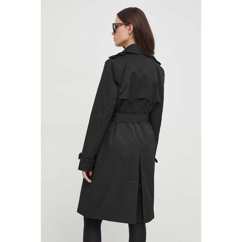 Lauren Ralph Lauren kabát női, fekete, átmeneti, kétsoros gombolású