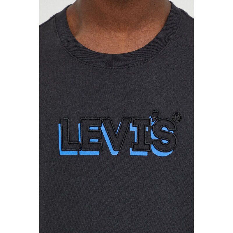 Levi's pamut póló fekete, férfi, nyomott mintás