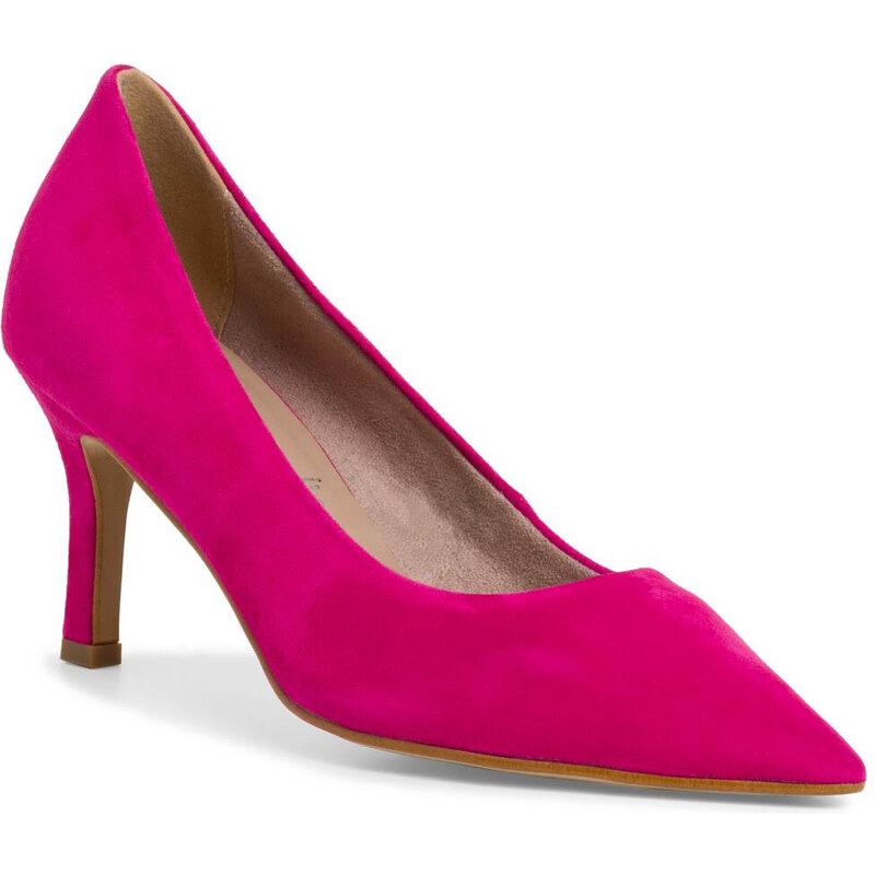 Tamaris magassarkú női bőr félcipő - rózsaszín
