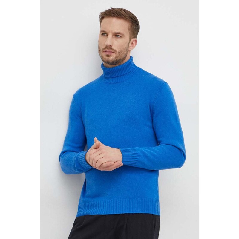 United Colors of Benetton gyapjúkeverék pulóver férfi, garbónyakú