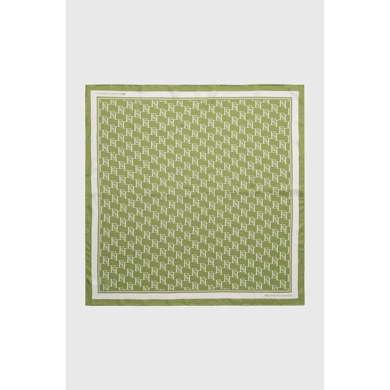 Elisabetta Franchi selyem kendő zöld, mintás, FO01L41E2