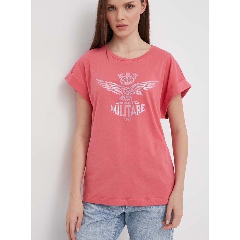 Aeronautica Militare pamut póló női, rózsaszín