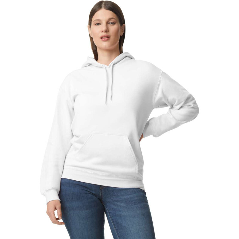 Softstyle kapucnis pulóver kenguruzsebbel, Gildan GISF500, White-2XL