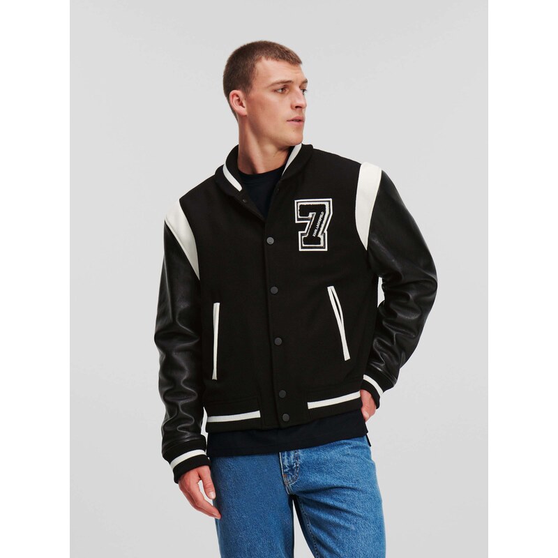 Karl Lagerfeld Átmeneti dzseki 'Varsity' fekete / fehér