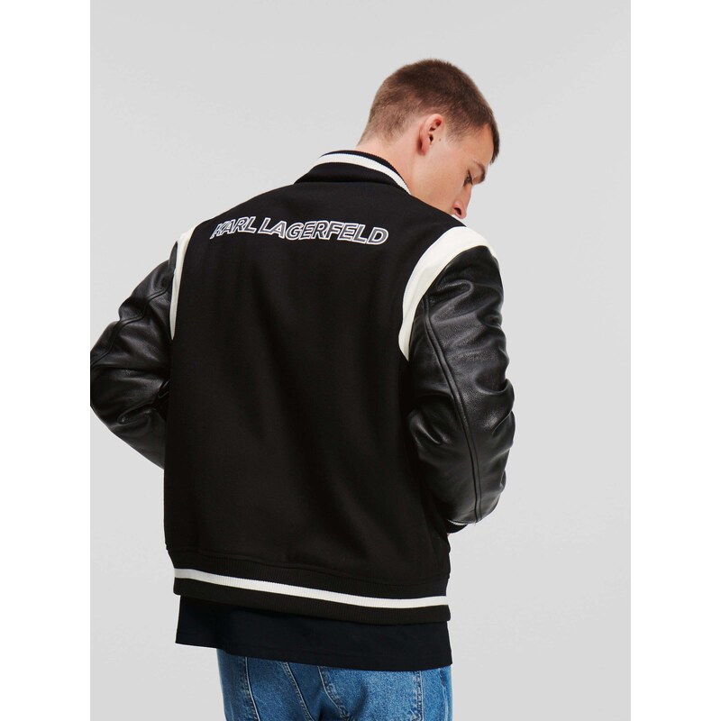 Karl Lagerfeld Átmeneti dzseki 'Varsity' fekete / fehér