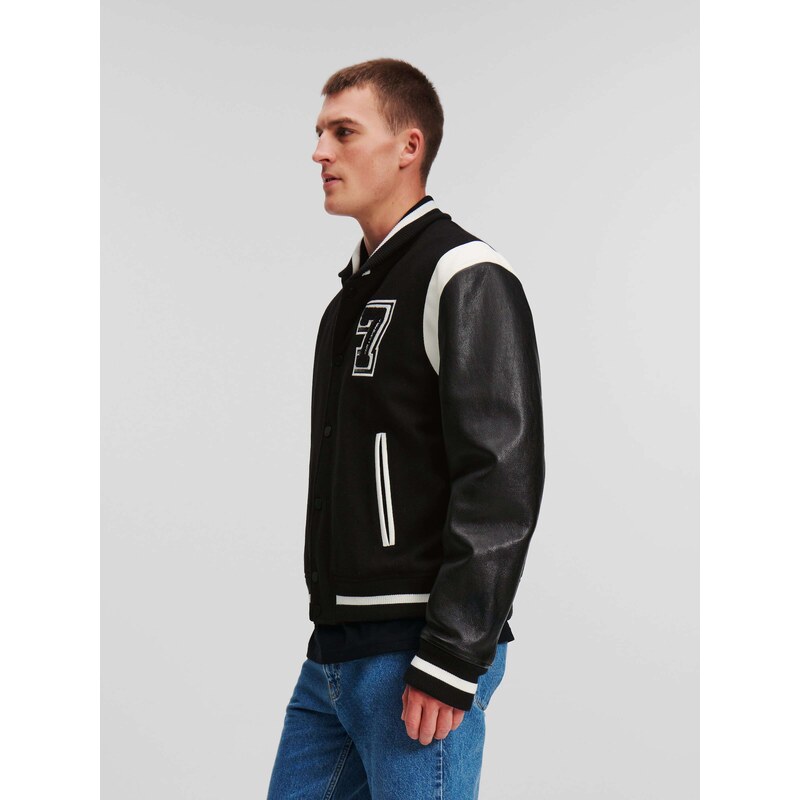 Karl Lagerfeld Átmeneti dzseki 'Varsity' fekete / fehér