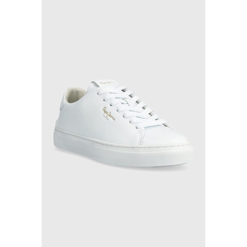 Pepe Jeans bőr sportcipő PLS00001 fehér, CAMDEN CLASSIC W
