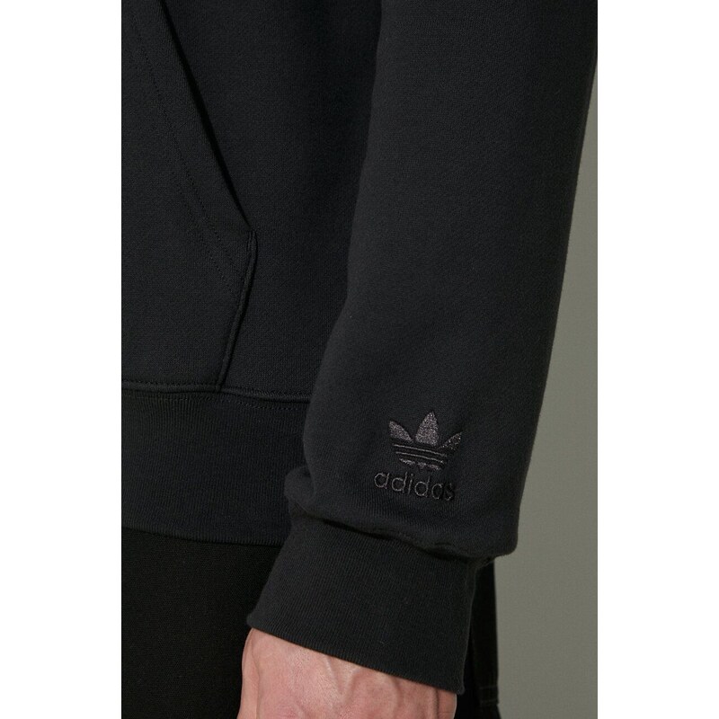 adidas Originals pamut melegítőfelső fekete, férfi, nyomott mintás, kapucnis, IM9678