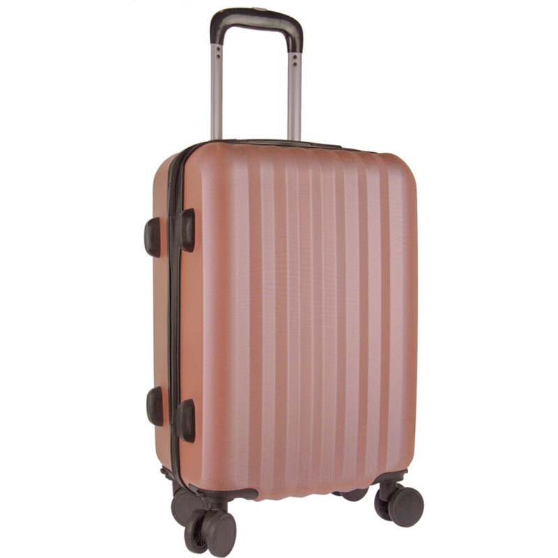 49 cm magas rozgold színű 4 dupla kerekű műanyag Bőrönd Vanko