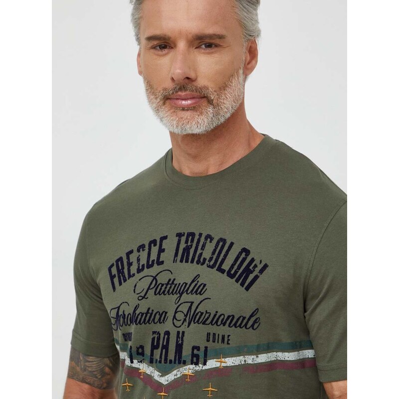Aeronautica Militare pamut póló zöld, férfi, nyomott mintás