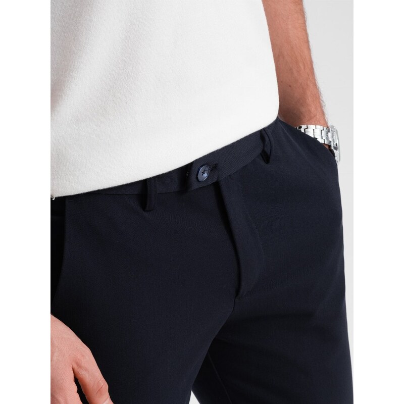 Ombre Clothing Men's elegant chino pants with a classic cut - navy blue V3 OM-PACP-0191