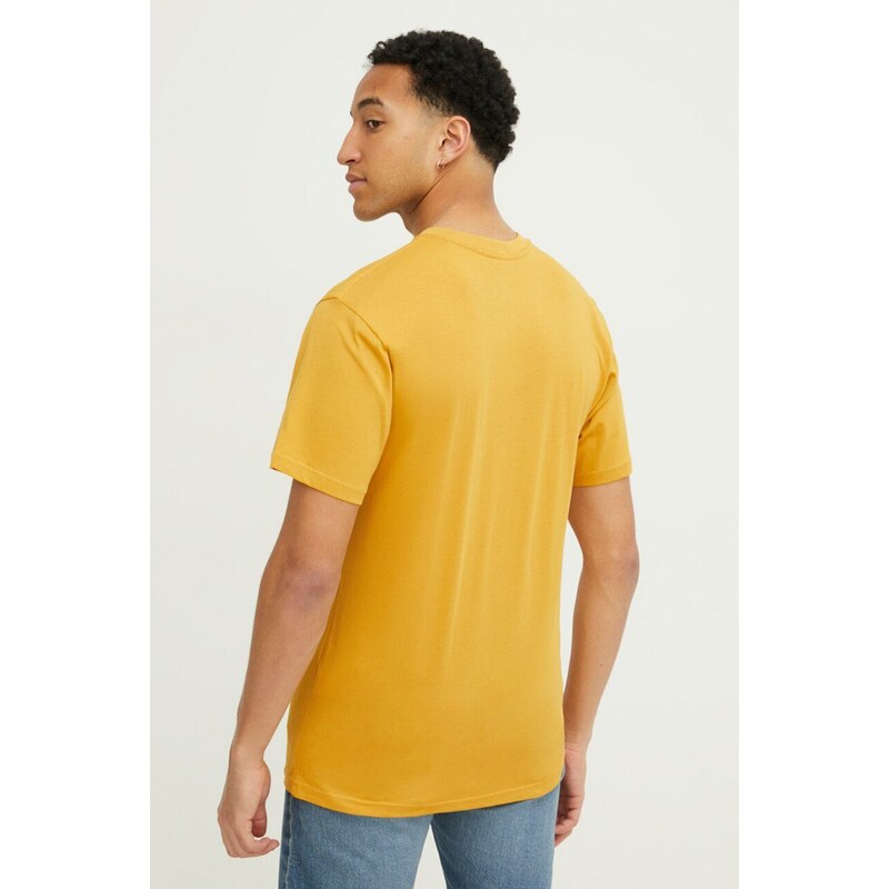 Quiksilver pamut póló sárga, férfi, nyomott mintás