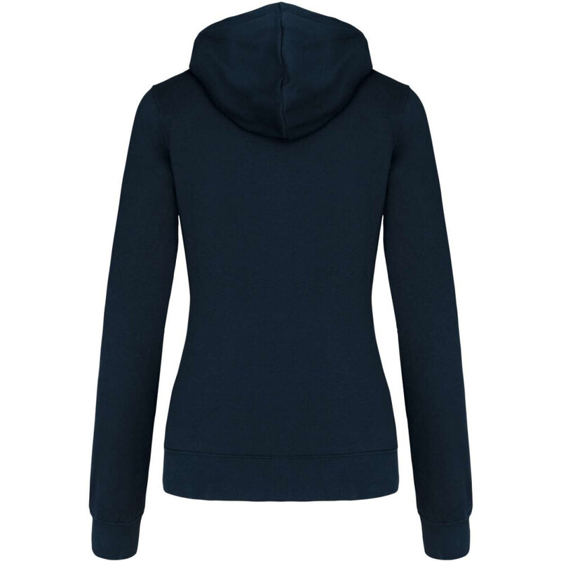 Női cipzáras pulóver kontrasztos bélésű kapucnival, Kariban KA467, Navy/Fine Grey-2XL