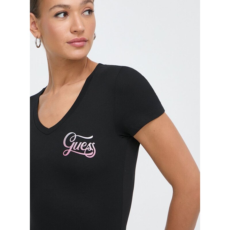 Guess t-shirt HADED GLITTERY női, fekete, W4RI55 J1314