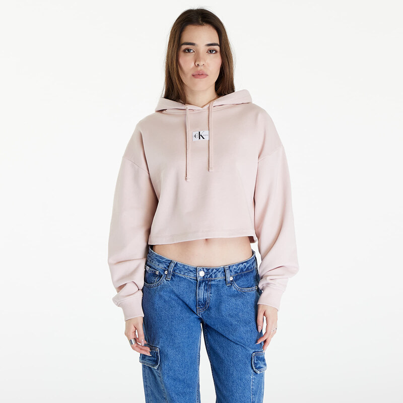 Női kapucnis pulóver Calvin Klein Jeans Woven Label Hoodie Sepia Rose