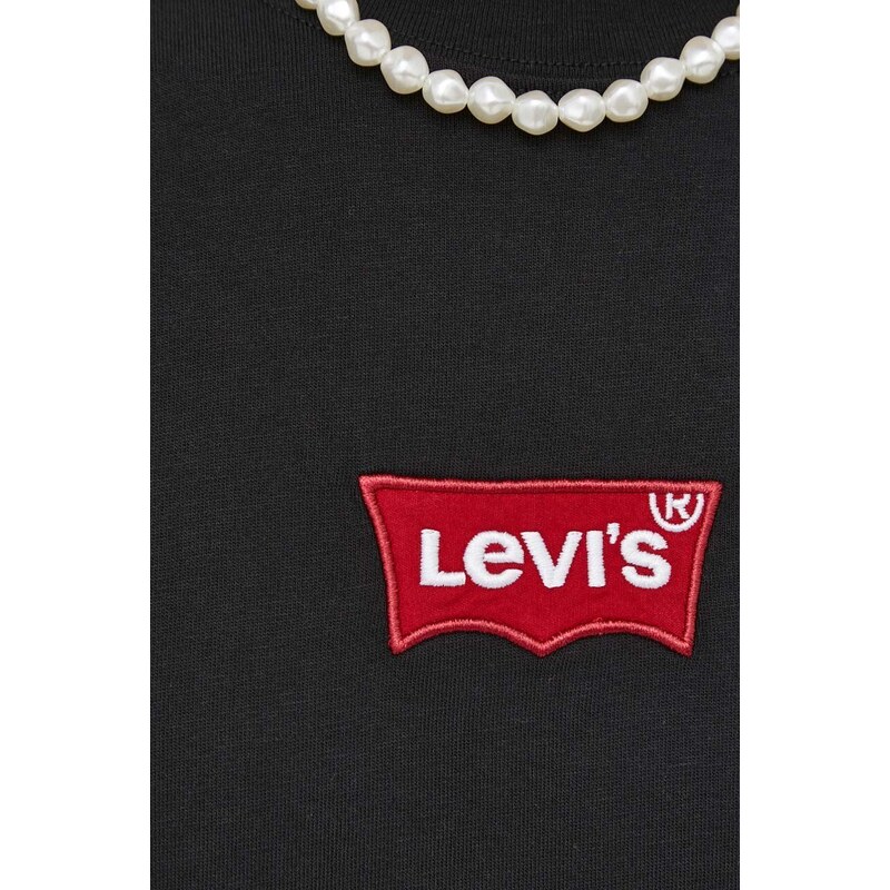 Levi's pamut póló fekete, férfi, nyomott mintás