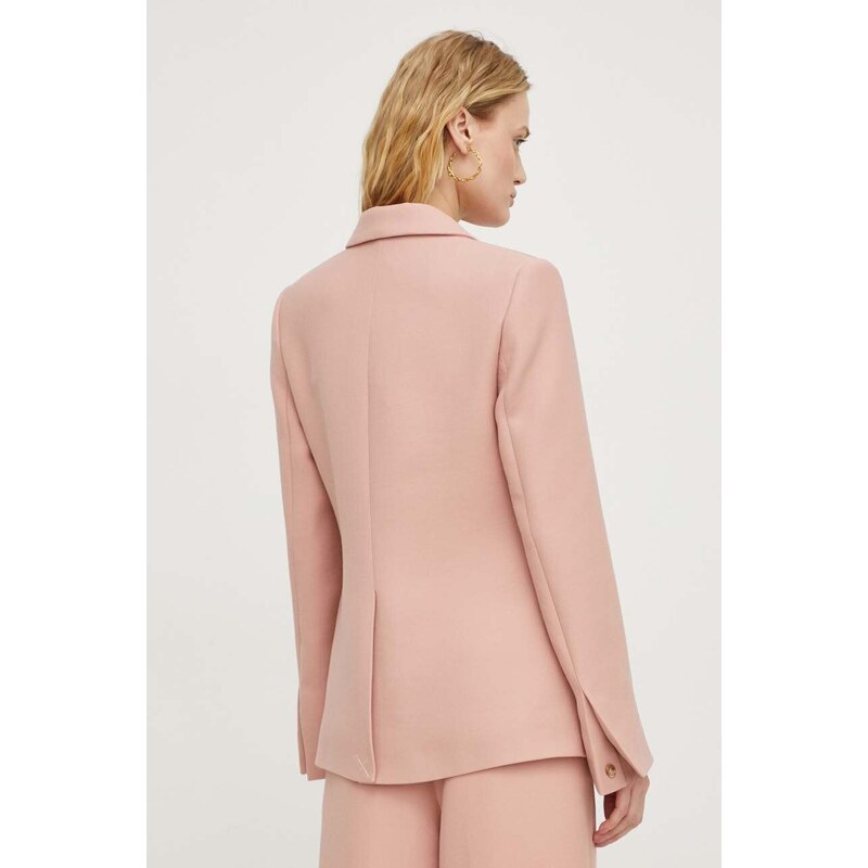 Lovechild gyapjú kabát rózsaszín, sima, egysoros gombolású