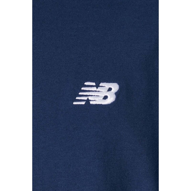 New Balance pamut póló Small Logo sötétkék, férfi, nyomott mintás, MT41509NNY