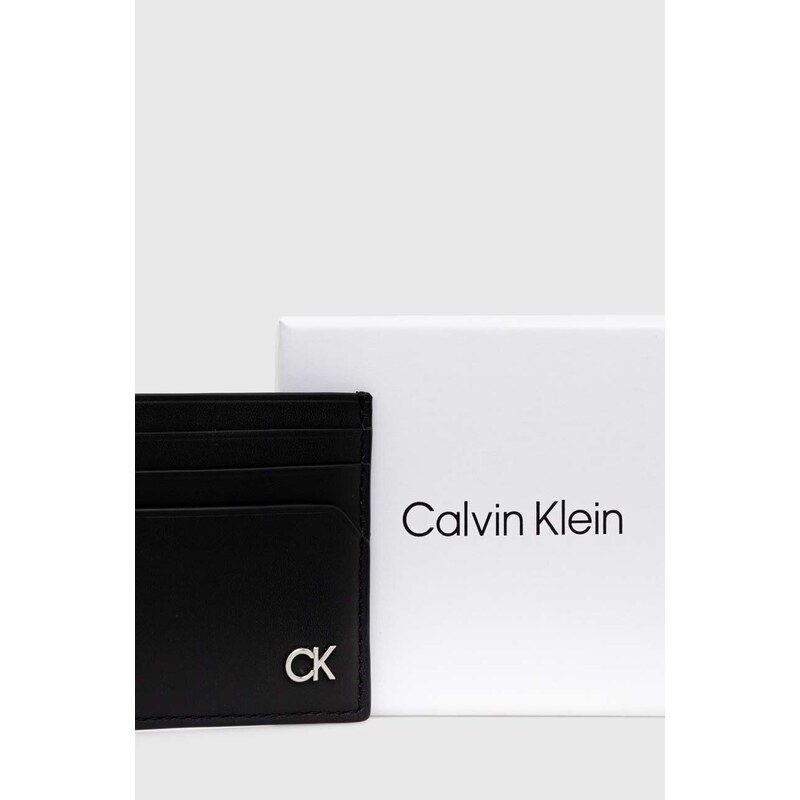 Calvin Klein bőr kártya tok fekete