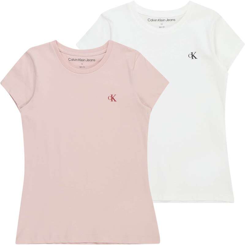 Calvin Klein Jeans Póló rózsaszín / cseresznyepiros / fekete / fehér