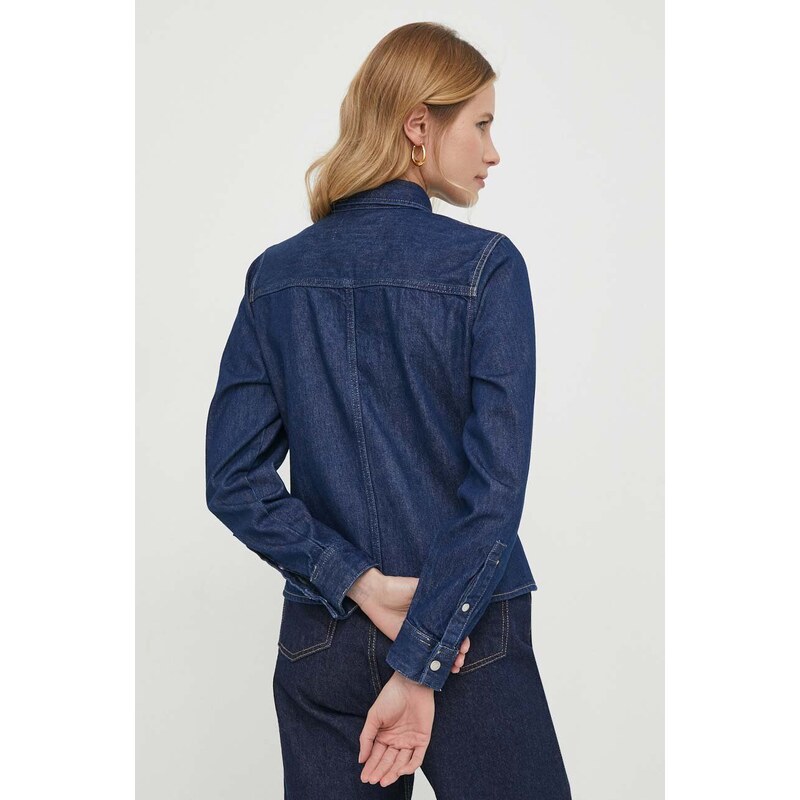 Calvin Klein Jeans farmering női, galléros, sötétkék, regular