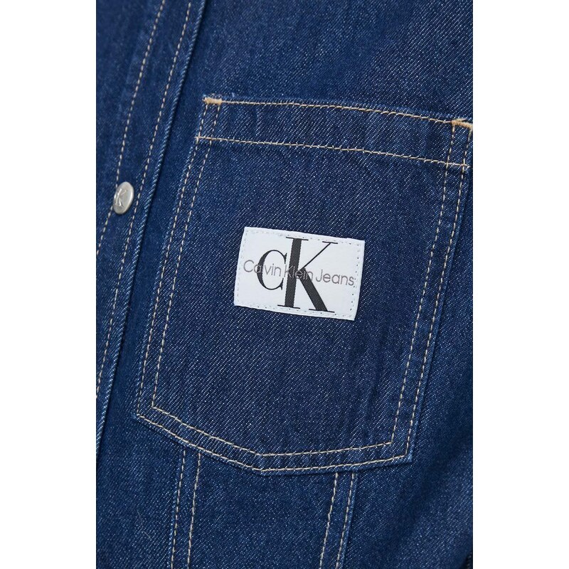 Calvin Klein Jeans farmering női, galléros, sötétkék, regular